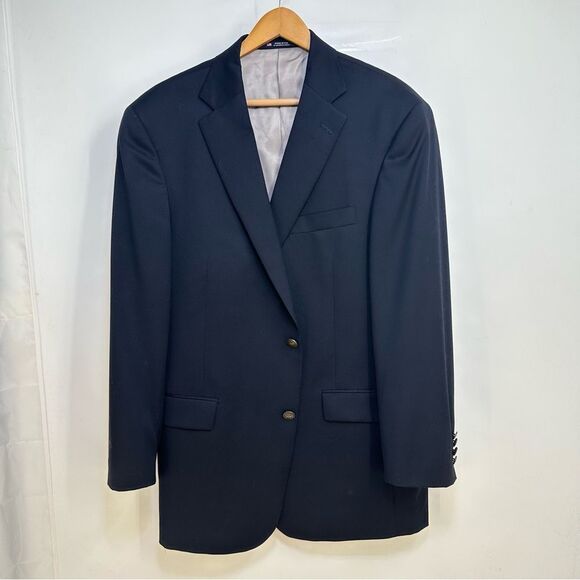 Hart Schaffner Marx Other - Hart, Schaffner Marx Sz 44R Navy Blue  2 Bronze Button 100% Wool Vented Blazer